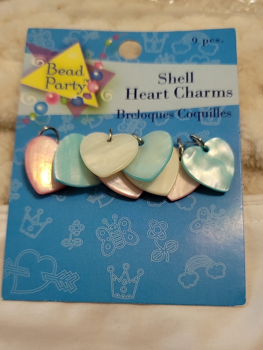 Shell Heart Charms - Pastel Pink & Blue